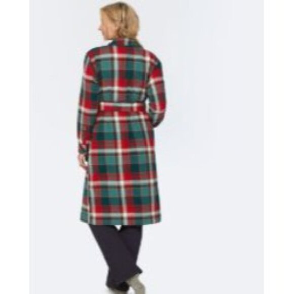 Duluth Trading Free Swingin Flannel Robe Womens Size L Pockets Lounge Soft Plaid - Picture 2 of 10